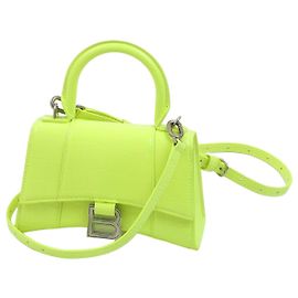 Borsa Balenciaga Hourglass XS Giallo Pelle Effetto Coccodrillo