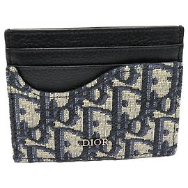 Christian Dior Portacarte in pelle di vitello grana Dior Oblique Jacquard