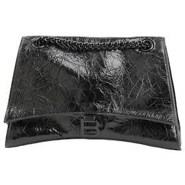 Borsa a spalla Balenciaga Crush media in pelle nera