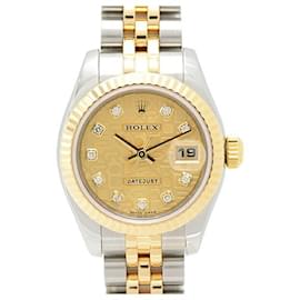 Rolex Datejust Automatik-Uhr mit goldenem Zifferblatt 179143G