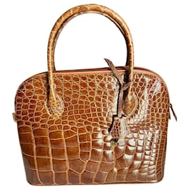 Zagliani Bugatti Handtasche aus Krokodilleder Caramel