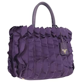 PRADA Borsa a mano in nylon pelle viola oro Auth 173998