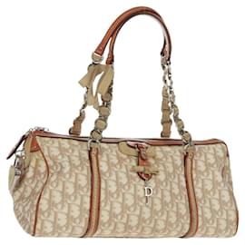 Sac romantique en toile Trotter Christian Dior PVC beige argent authentique 165370SAV