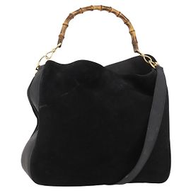 Borsa a Spalla GUCCI in Camoscio 2 in 1 Nero Oro 001 2058 1577 Auth 171654