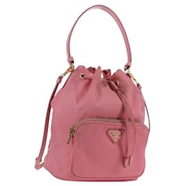 PRADA Borsa a Mano Nylon 2 vie Rosa Oro Auth 173303A