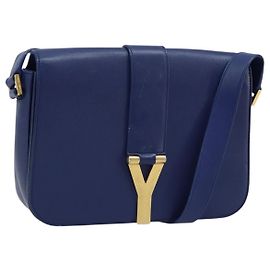 Borsa a Spalla Y Line in Pelle Blu Oro SAINT LAURENT 311214 Auth 172514V