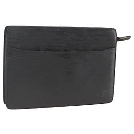 LOUIS VUITTON Pochette Uomo Epi Borsa a Mano Nera M52522 LV Auth 174083
