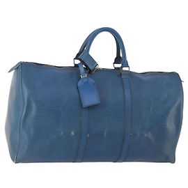 LOUIS VUITTON Epi Keepall 50 Borsa Boston Blu M42965 LV Auth LNZ303