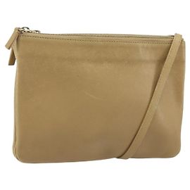 Céline CELINE Trio Schultertasche aus Leder Beige Gold Auth BA10653