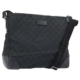 Borsa a Spalla GG Canvas Gucci Nera Argento 110054 Auth 173836