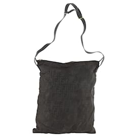 Borsa a Spalla in Tela Zucca FENDI Nero Oro Auth ep13431