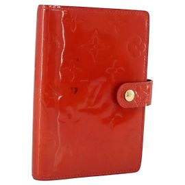 LOUIS VUITTON Cubierta de Planificador Diario Vernis PM Roja R21003 LV Auth BA11327