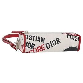 Pochette Hardcore in tela bianca e argento Christian Dior Auth LNZ139V