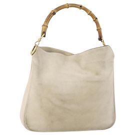 Bolsa de Ombro GUCCI em Camurça Marfim Dourado 001 2113 Auth fm5113