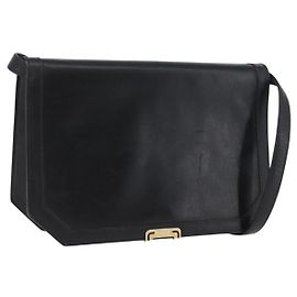 Bolso de Hombro Salvatore Ferragamo de Cuero Negro y Oro Auth BA11236