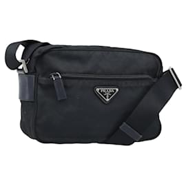 Borsa a Spalla PRADA in Nylon Nero Argento Auth BA10971