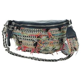 CHANEL Borsa a Catena Matelassé Tweed 2way Multicolore Argento CC Auth 171446SAM
