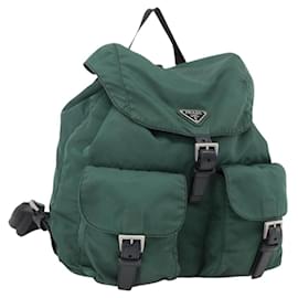 PRADA Backpack Nylon Green Silver Auth 172160