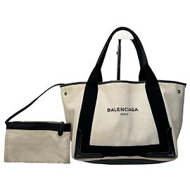 Borsa tote vintage Balenciaga nera e bianca