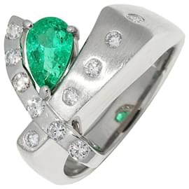 Autre Marque Pt900 Smaragd-Diamantring