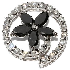 Autre Marque Pendente in Oro Bianco Au750 con Diamante Nero