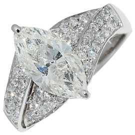 Autre Marque Pt900 Marquise-Schliff Diamantring