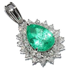 Autre Marque Pendente in Platino Pt900 Smeraldo 3,75 ct Diamante 1,07 ct Pendente Top 2301796