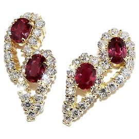 Autre Marque Ohrringe aus 18K Gelbgold K18YG mit Rubin von 2,60 ct und Diamanten von 1,86 ct