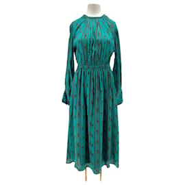 Langes blaues bedrucktes Kleid - Antik Batik