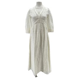 Autre Marque Abito lungo bianco in cotone ricamato MAISON 123
