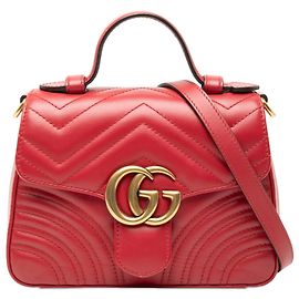 Borsa a mano Gucci Mini GG Marmont Matelassé in pelle rossa