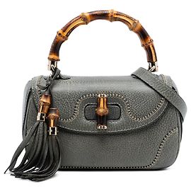 Bolso de mano mediano en piel de ternera gris New Bamboo de Gucci