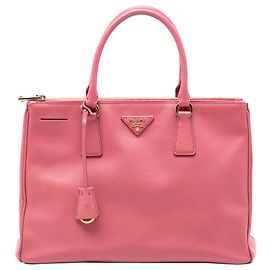 Borsa Prada Galleria Double Zip in Saffiano Lux rosa medio