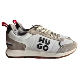Sneakers Hugo Boss Bianche e Grigie in Pelle e Camoscio