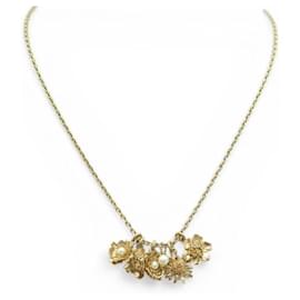 NUOVO COLLIER DIOR CON PENDENTI A CHARMS DI FIORI IN METALLO DORATO - Dior
