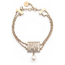 Christian Dior NUOVO BRACCIALE CHRISTIAN MISS DIOR PERLA IN METALLO PLACCATO ORO
