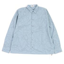Camisa de algodón de la serie Finesse en algodón Selles en Fragments de acero inoxidable 24 de Hermès