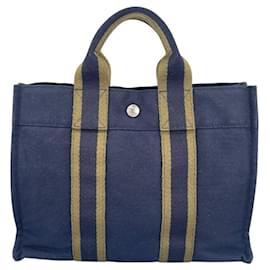 Borsa Tote Hermès in tela blu navy