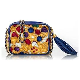 Chanel CC Gripoix Jewel Tassel Mini Shoulder Bag Pelle Blu