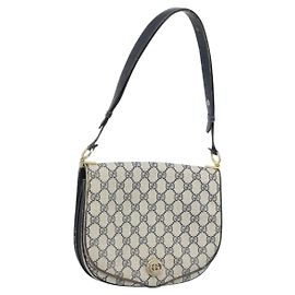 Gucci Borsa a Spalla GG Supreme PVC Navy Gold Auth ka3065