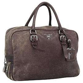 PRADA Borsa a mano in pelle viola argento Auth mr2128