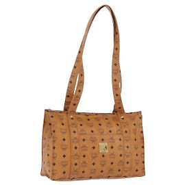 Borsa Tote Vicetos Logogram MCM in pelle PVC marrone e oro Auth 174495