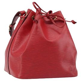 LOUIS VUITTON Borsa a Spalla Petit Noé Epi Rossa M44107 LV Auth 174504