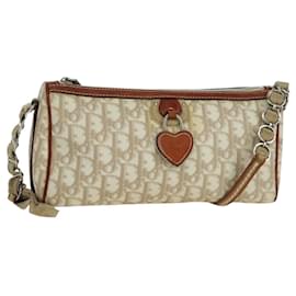 Sac romantique en toile Trotter Christian Dior en PVC ivoire argent Auth LNZ758SAV
