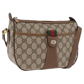 Borsa a Spalla Gucci GG Supreme Web Sherry Line PVC Beige Oro 169937 Auth ka3198