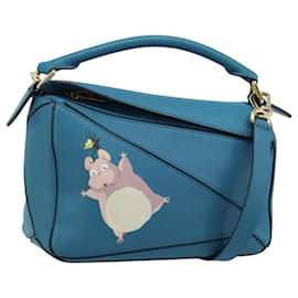 LOEWE - Borsa Puzzle Studio Ghibli Borsa a Mano Pelle 2way Blu Oro Auth ka3244SM - Loewe