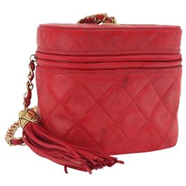Borsa a Spalla CHANEL in Pelle di Agnello Rossa Oro CC Auth AMZ310A