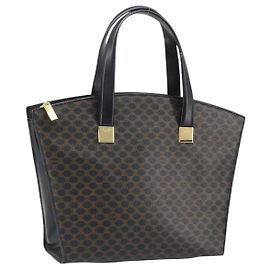 Céline Borsa a mano in tela Macadam CELINE in pelle PVC nera e oro Auth bs34056
