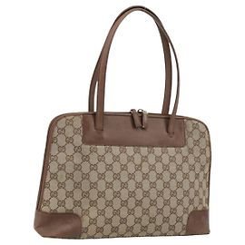 Bolsa de mão GG Canvas Gucci Bege Dourado 002 1122 2684 Auth bs33846