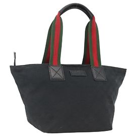 Borsa a Mano Gucci GG Canvas Sherry Line Nera 131230 Auth BSZ133